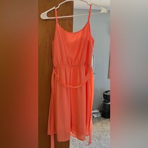 Coral, short, formal-type dress
